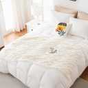Excervent Ultra Soft Microfiber Plush Fluffy Blanket, Luxurious Fuzzy Chunky Knit Throw Blankets for Couch Sofa Bed and Chair (50x60inch) Ivory Knit