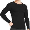 HYCOPROT Compression Shirts for Men Athletic Long Sleeve Base Layer Workout Rash Guard Shirt (Black, XXL)