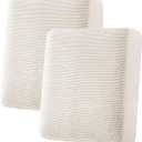 H.VERSAILTEX Super Stretch Individual Seat Cushion Covers Sofa Covers Couch Cushion Covers Slipcover Sets Thick Jacquard Textured Twill Fabric (2 Piece Medium Sofa Cushion Covers, Ivory)