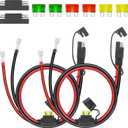 Linkstyle 2PCS SAE Battery Connector with 15A/20A/30A Fuses, 10AWG SAE to F2 Spade Terminal Quick Disconnect Battery Extension Cable for Solar Panel, Motorcycle, Car, RV