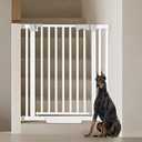 Amibud 41'' Extra Tall Baby Gate for Large Dogs Pets Indoor No Jumping Over, 30-40.9'' Wide Heavy Duty Puppy Gate for Doorways, Pressure Mounted Metal Gate for Child Toddler No Tools Needed(White)