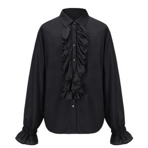 SightYoung Men Renaissance Shirt,Adult Pirate Shirt,Medieval Costume for Men Women,Vampire Costume,Black,XL