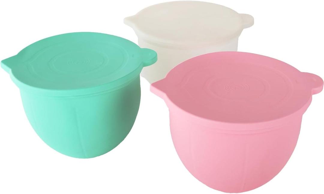 Silicone Liners for KitchenAid 5 Quart Stand Mixer - Stand Mixer Accessories for 4.5 Quart Mixer, No More Mixer Bowls Needed - 3 Liners & 3 Lids, Green & Pink & White