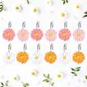 Whaline 12Pcs Spring Shower Curtain Hooks 4 Colors Daisy Flower Curtain Rings Floral Decorative Curtain Hanger Hooks for Living Room Bedroom Bathroom Decor