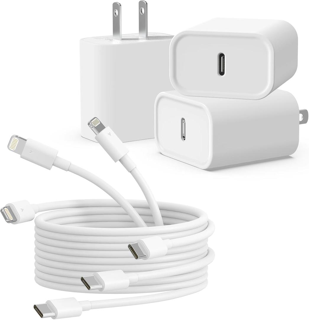 3Pack iPhone Charger [MFi Certified], iGENJUN 20W PD USB C Wall Charger Block with 6FT Type C to Lightning Cable Fast Charging Adapter Compatible with iPhone 14/14 Pro Max/13/XS/XR/X-White