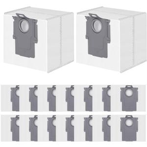 16 Pack Dust Bags for Roborock Q10 S5+/X5+, Q7 M5+/L5+, S8 Pro Ultra, S8+, S7 Max/MaxV Ultra, Q5+, Q5 Max+/Pro+/DuoRoller+, Q7+/Q7/Q8 Max+ Robot Vacuum, 3.6L Large Capacity Disposable Replacement Bag