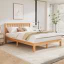 DELAVIN Queen Bed Frame with Headboard, Wood Platform Bed Frame, Farmhouse Style Bed Frame Queen Size with Slats Support, Malaysian Oak, No Box Spring Needed, Easy Assembly, Rustic Pine