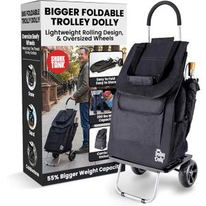 Dbest Products Bigger Trolley Dolly, Black Shopping Grocery Foldable Cart