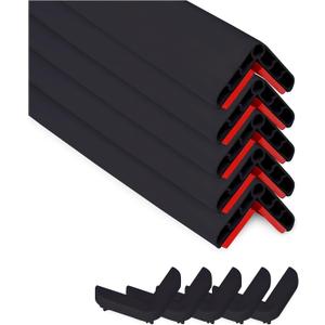 Rubber Bond Wall Corner Guard Edge Protector, 1x1x36 inch Baby Proofing Corner Guards | Self-Adhesive Furniture Edge Strips for Home & Office (5 Pack, Black)