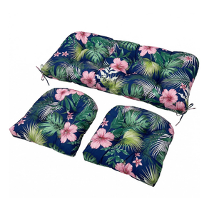 Wicker Chair Cushions Set, 2 U-Shaped Cushions & 1 Loveseat, Waterproof Outdoor Loveseat Cushion for Patio Furniture, Settee Bench Pad All Weather,FlowerLeaf