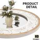 H HOMEWINS Round Wall Mirror 24" Wood Circle Bathroom Boho Decor Mirrors