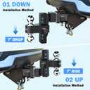 Adjustable Trailer Truck Drop Hitch - Fits 2 Inch Receiver Only, 6 Inch Drop Dual Ball Mount 2" and 2-5/16" Up to 12,500 LBS GTW, Heavy Duty Aluminum Towing Hitch with 2 Hitch Locks & 4 Silencer Pads