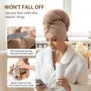 YFONG Large Hair Towel Wrap for Women, Super Absorbent Microfiber Hair Towel for Curly Hair, Fast Drying Hair Turbans with Elastic,Hair Drying Towel Wrap for Hair Care Anti Friz 26.3" X 40" (Brown)