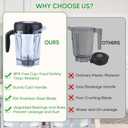 Blender Pitcher 64oz Low-Profile, Replacement Pitcher Container Jar Cup Compatible with 750, 5200, 5000, 6300, 7500, 7800, Vm0102, Vm0103, Vm0197, E310 Classic/Explorian/Commercial Series