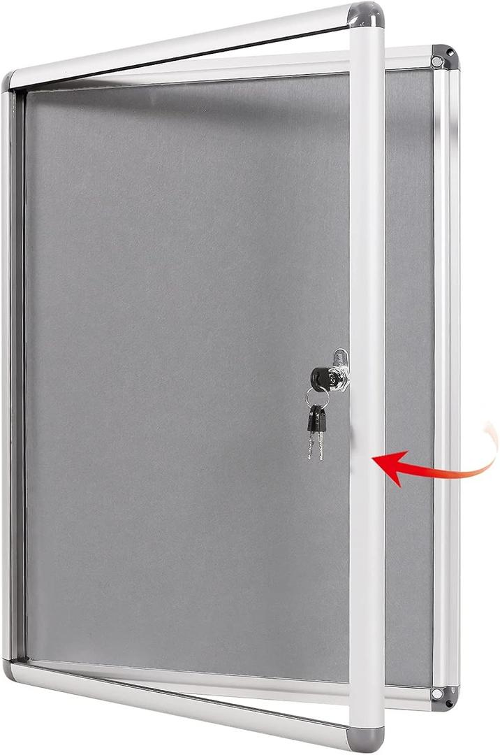 SWANCROWN Fabric Bulletin Board Enclosed Wall-Mounted Display Case for Office Classroom Home,26x20inch(4xA4) (Gray Felt) SWANCROWN Fabric Bulletin Board Enclosed Wall-Mounted Display Case for Office Classroom Home,26x20inch(4xA4) (Gray Felt)