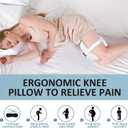 beslovo Side Sleeper Knee Pillow, Memory Foam Leg Pillow, Ergonomic Between Leg Pillow Eases Back Hip Pain, Spine Alignment Sciatica Relief, Knee Pillow with Ice Silk Cover and Elastic Strap (White)