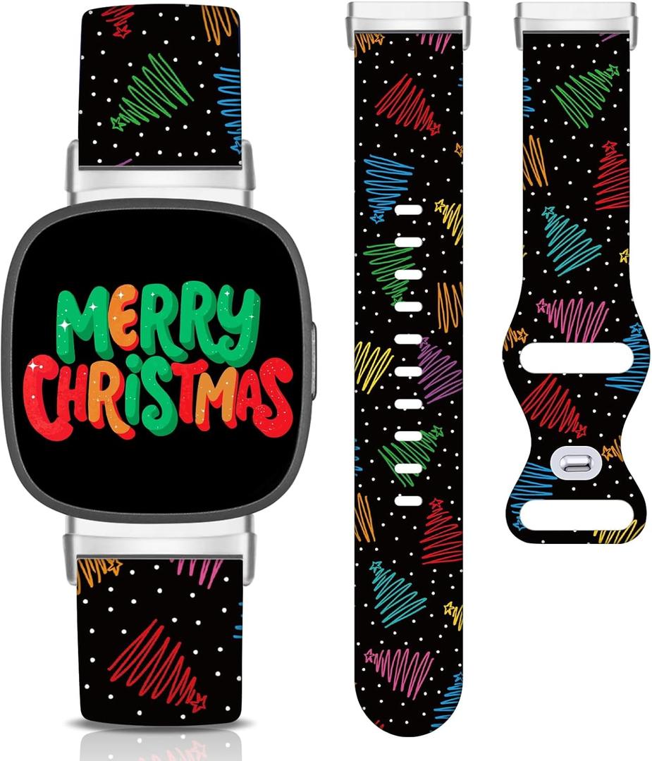 Holiday Watch Band Compatible with Fitbit Versa 3 / Versa 4 / Sense / 2, Christmas Halloween Smartwatch Replacement Strap for Fitbit Versa 3/4 /Sense / 2