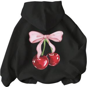 COZYEASE Girls' Letter Graphic Print Cute Hoodies Long Sleeve Pullover Hoodie Sweatshirt (10 Years, Black)