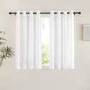 NICETOWN Bedroom Sheer Curtains 54 inch Length - Grommet Top Voile Textured Window Curtains Light and Airy Drapes for Cafe/Loft/Nursery (W54 x L54, 1 Pair, White)