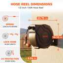 Upgraded Retractable Garden Hose Reel 1/2" x 130 ft Any Length Lock 9 Pattern Nozzle Wall-Mounted Automatic Slow Return 180 Swivel UV Resistant Heavy Duty Hose Reels for Outside 