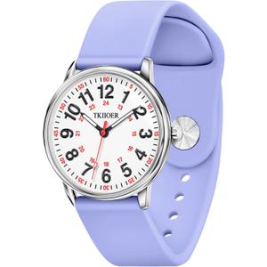 TKIIOER Nurse Watch for Nurse Medical Professionals Students Women Men, 50M Waterproof 12/24 Hour Military Time Luminous Easy Read Dial, Second Hand Watch for Nursing (Light Purple)