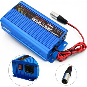 24V Battery Charger Automatic Smart Charger 5A trickle Charger and I/O Switch 3 pin XLR Connector for Charging AGM Gel Lead-Acid Batteries for Cars wheelchairs Boats