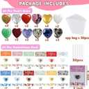 24Pack Valentines Day Cards for Kids School, Valentines Day Gifts For Kids Classroom with Heart Gemstones, Valentine Rock Crystal Exchange Gift Party Favor for Girls Boys School Class