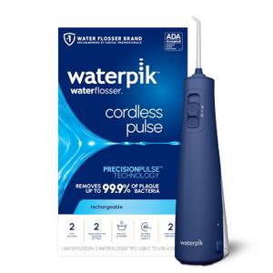 Waterpik Cordless Pulse Rechargeable Portable Water Flosser for Teeth, Gums, Braces Care and Travel with 2 Flossing Tips, Waterproof, ADA Accepted, WF-20 Blue 