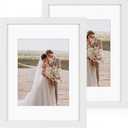 Hongkee 11x14 Picture Frames set of 2, Made of Glass and White Wooden Photo frame Displays 8x10 Picture with Mat or 11 x 14 Poster without Mat, Wall Collage Frame set