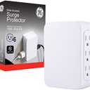 GE Pro 6-Outlet Extender, Surge Protector, Side Access, Wall Tap Adapter, 3-Prong, 1200 Joules, UL Listed, White, 10353