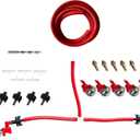 RentACoop DIY Sip Station Watering System Starter Kit; Includes Tubing, Brass Nozzles, Metal Auto-Fill Cups, Tubing Adaptors, T-Connectors, and 11mm Drill Bit; Great for Rabbits, and More, Red