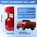 Convitex Driver Side Tail Light Without Circuit Fit 2019 2020 2021 2022 2023 2024 Chevy Silverado 1500 2500HD 3500HD, Left Rear Brake Lamp, w/o Bulbs Harness