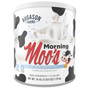 Morning Moos Milk Alternative Can, 93 Servings, 20 Year Shelf Life, Certified Gluten Free - Canned Vitamin-Fortified Whey-Based Milk Powder for Drinking and Baking, Emergency Food Supplies (EXP 02/10/46)