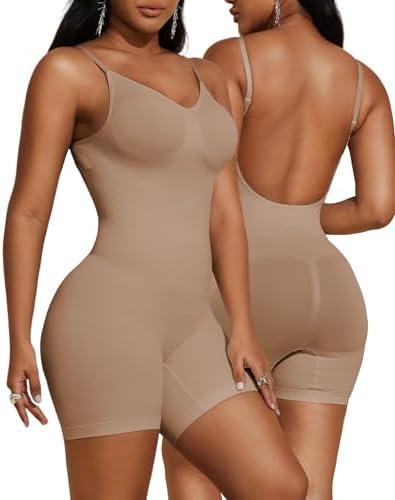 Paukee Women's Backless Shapewear Bodysuit Tummy control Shorts Seamless Body Shaper Light Body Sculpting. Size L
