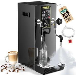 WantJoin Commercial Milk Frother - Multi-functional Milk Steamer Machine Hot Water Dispenser Beverage Heater with LED Display Panel for Latte Cappuccino Coffee Milk Tea Foam Hotel 1800W (Black)
