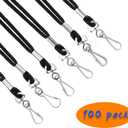 HOSL Black Nylon Lanyards, 100 Pack Bulk Office ID Card Lanyards with Swivel Hook (Modern/Fitted, 19 inches, 1.54lb)