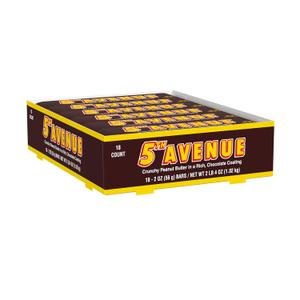 5TH AVENUE Chocolatey Coated Crunchy Peanut Butter Candy Bars, 2 oz (18 Count) (BB 06/2026)