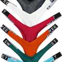 Verdusa Women's 7Pcs G String Thongs Cheeky Low Rise Letter Print Tape Underwear Pack Panties Briefs (S)