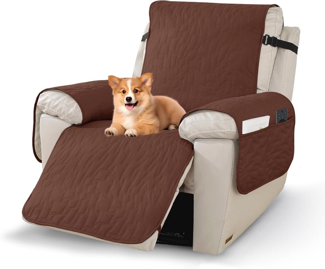 Pet Recliner Chair Covers,100% Waterproof Recliner Cover,Coffee | 28",100% Waterproof Slipcover, Non-Slip, Storage Pouch, Laundry Safe, Adjustable Bands, Pet Friendly Guard, Durable.