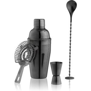 True Bar Drink Mixer Set, 19oz 4-piece Cocktail Shaker Set Bartender Kit, Cocktail Mixer Set, Cocktail Shaker Kit, Barware Tool Sets, Bar Accessories, Black