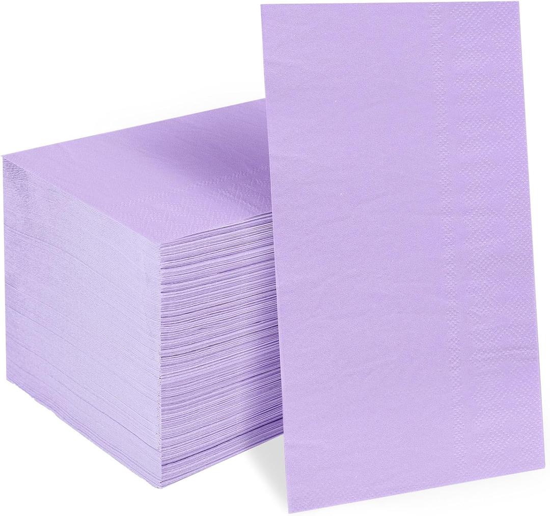 Whaline 200 Pcs Purple Guest Napkins Disposable Lavender Party Napkin Decorative Dinner Hand Paper Napkin Towel for Bathroom Wedding Bridal Shower Birthday Party Supplies Table Decor