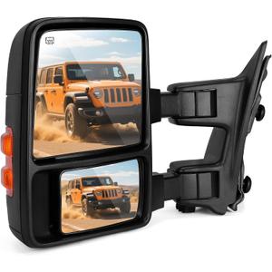 DWVO Left Driver Side Mirror Fit 08-16 Ford F250 F350 F450 F550 Super Duty | Towing Mirrors with Power Adjustable Power Heated Plane Mirror, Manually Telescoping Folding, Turn Signal Light