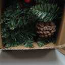 3ft Pre-lit Mini Christmas Tree,Artificial Pine 121 PVC Branches Tips with 11 Red Berries & 11 Pinecone & 70 LED String Lights & Burlap Wrapped Base Decor Xmas Tree for Tabletop,Battery Operated (Green)