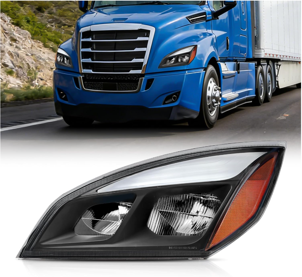 Led Headlights Compatible with 2018-2023 Cascadia Black Housing, Tailored for Elite Models (Driver Side (Left))