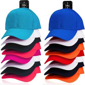 2pcs Hat Organizer for Baseball Caps Hold Up to 32 Hats, Self-Adhesive Caps Organizer Storage Rack for Wall Display Hanger for Door Closet and Bedroom (Black)