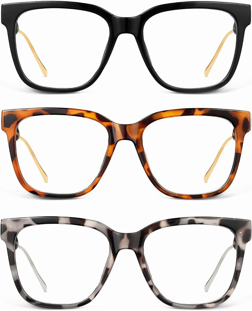 JM Oversized Reading Glasses for Women - Square Stylish Readers for Woman Men/W Blue Light Blocking Trendy Womens Reader
