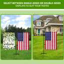 Garden Flag Pole Holder with 5-Prong Base – Heavy Duty Metal Outdoor Stand with Powder-Coated Finish, Clip & Stopper for Double Flags, Yard Decor Display