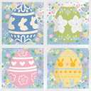 AmazingSpark 4 Sheets Extra Large Easter Window Clings Decoration 13.78 x 13.78 Inches Easter Eggs Window Decals Colorful Egg Bunny Double-sided PVC Sticker for Glass Windows Home Office School Spring