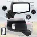Right Passenger Side Mirror Compatible With 2019-2025 Chevy Silverado 1500 With Power Folding Heated Turn Signal Puddle Lights Memory Temperature Sensor Blind Spot Black Replace#84898868(16Pins)