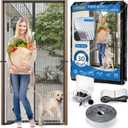 Heavy Duty Door Screen Magnetic Closure, LOVIGA Thickened Fiberglass Screen Door Mesh, Self Sealing, Tear Resistant, Easy Assemble, Fine Mesh Keep Bugs Out Fit Door Size 36 Inch X 96 Inch Black